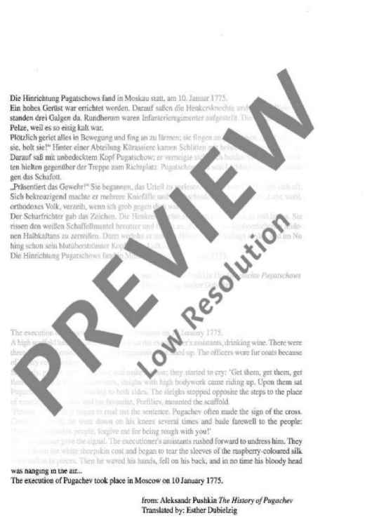 The Execution of Pugatchev - Choral Score