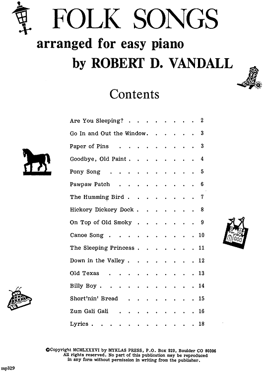 Folk Songs for Easy Piano