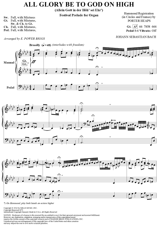 All Glory Be To God On High (Festival Prelude for Organ)