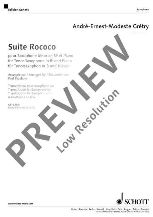 Suite Rococo - Piano Score and Solo Part