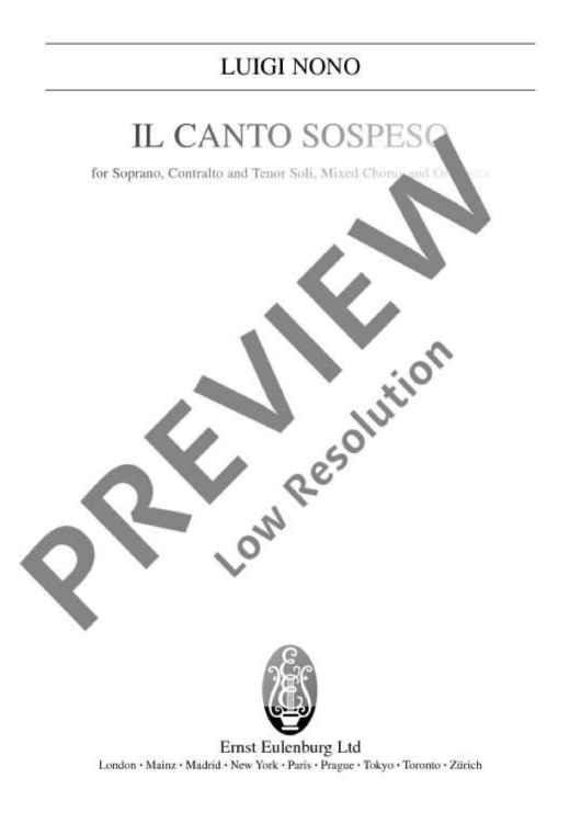 Il canto sospeso - Full Score