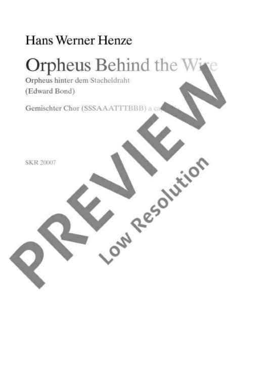 Orpheus Behind the Wire - Choral Score