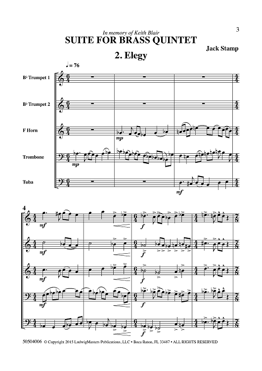 Suite for Brass Quintet - 2. Elegy
