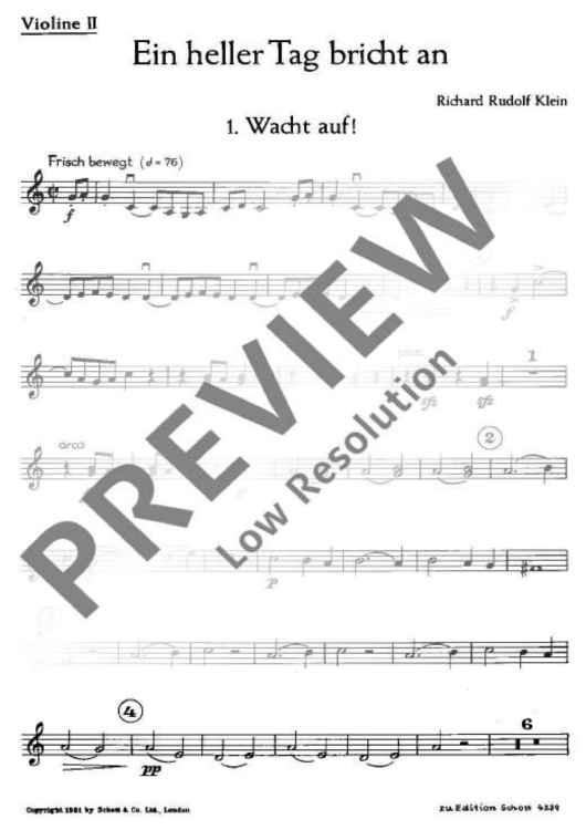 Ein heller Tag bricht an - Violin II