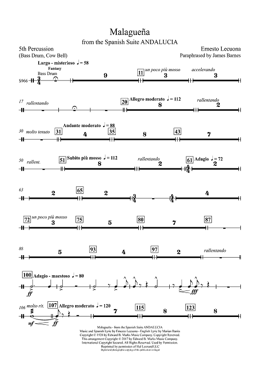 Malaguena: from the Spanish Suite ANDALUCIA - Percussion 5
