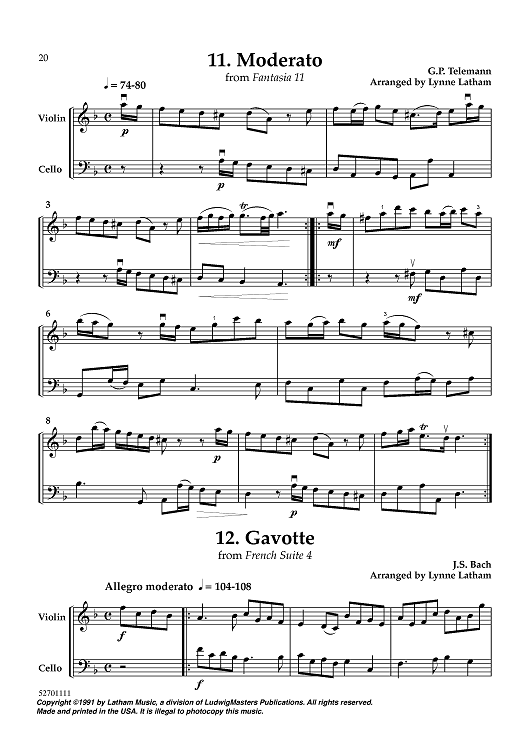 Moderato from Fantasia 11 / Gavotte from French Suite 4
