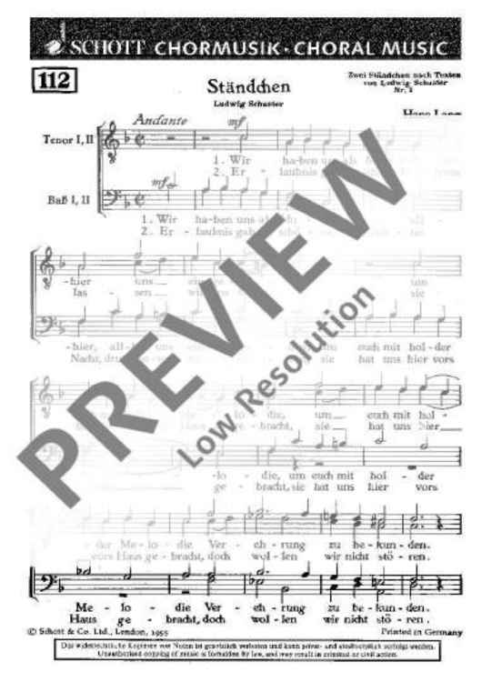 Zwei Ständchen - Choral Score
