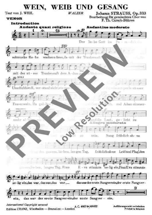 Wein, Weib und Gesang - Tenor