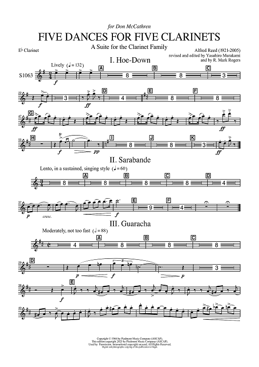 Five Dances for Five Clarinets - Eb Clarinet