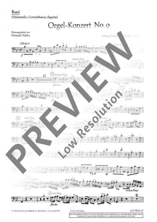 Organ Concerto No. 9 B Major - Bassi/bassoon