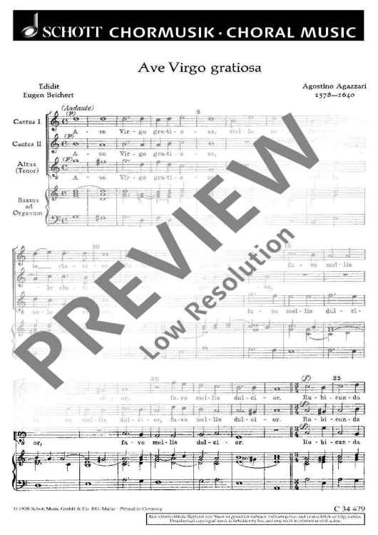 Ave virgo gratiosa - Score