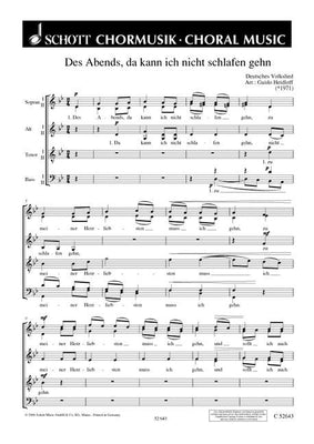 Des Abends, da kann ich nicht schlafen gehn - Choral Score