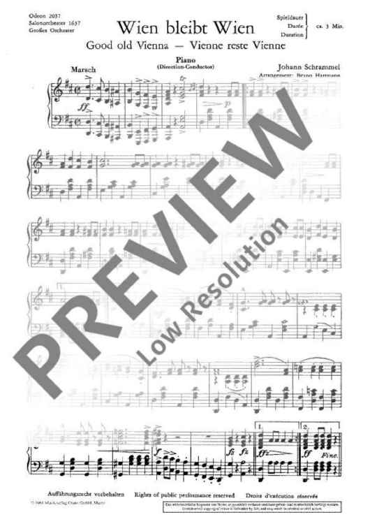 Wien bleibt Wien - Score and Parts