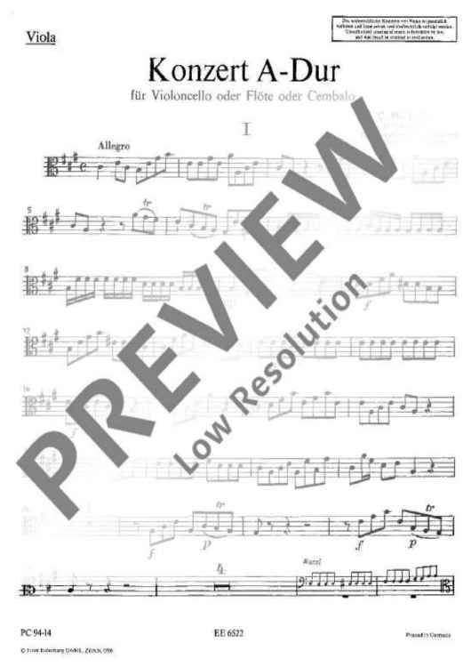 Concerto A Major - Viola