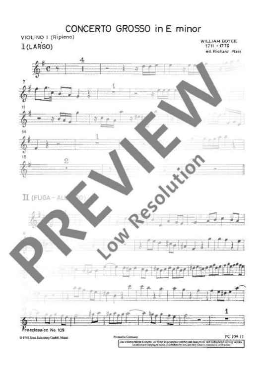 Concerto grosso E minor - Violin I Rip.
