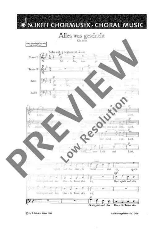 Alles, was geschieht, ist nur Leid und Lied - Choral Score