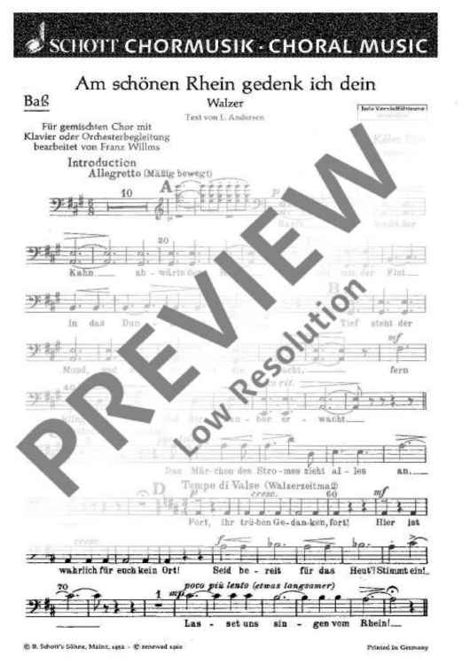 Am schönen Rhein gedenk ich dein - Bass