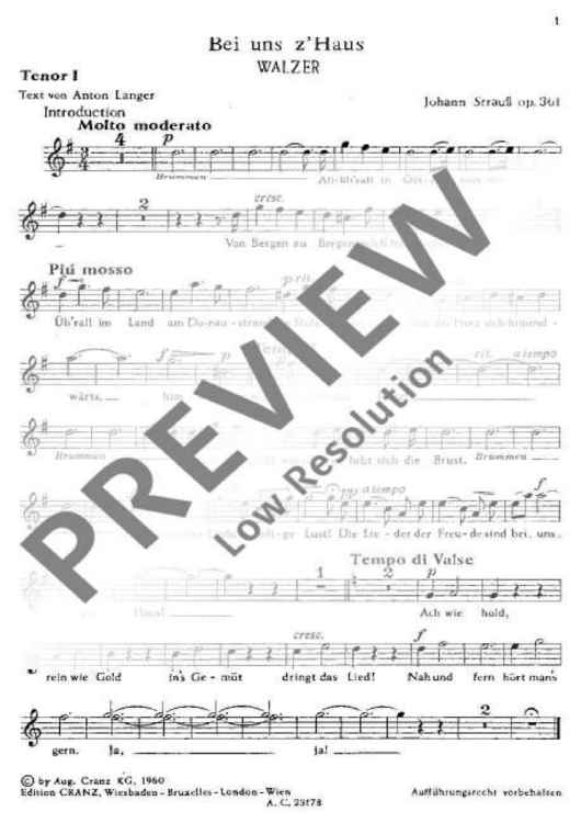 Bei uns z' Haus - Tenor I