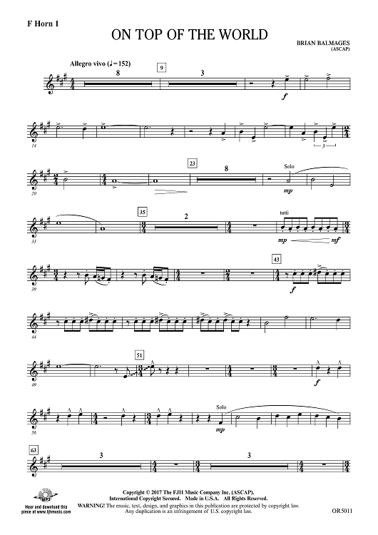 On Top of the World - F Horn 1