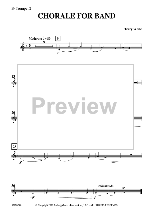 Chorale For Band - Bb Trumpet 2