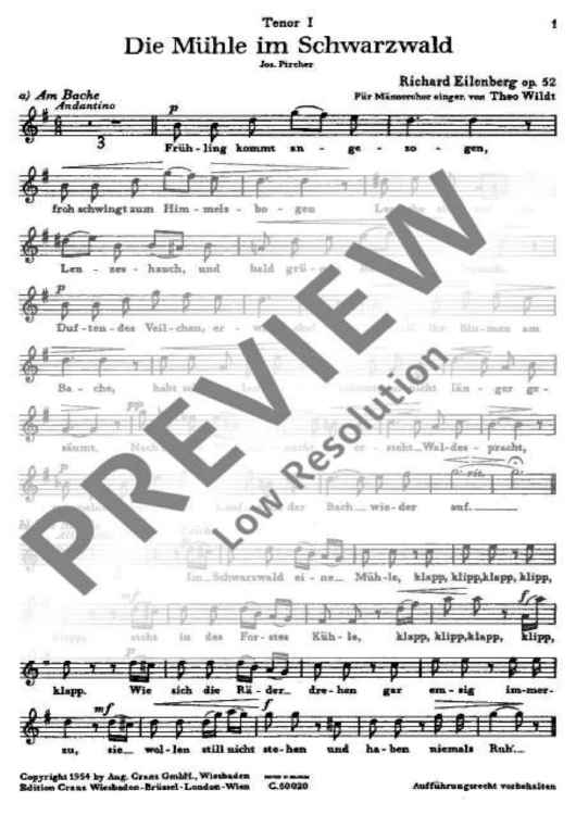 Die Mühle im Schwarzwald - Tenor I