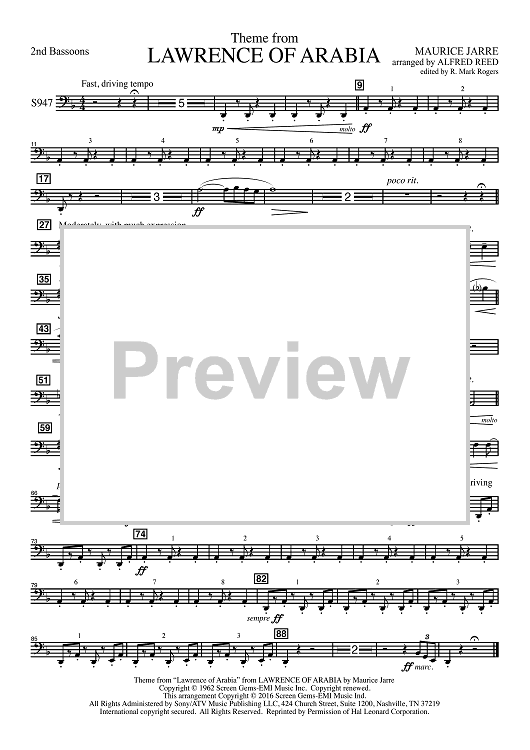 Lawrence of Arabia - Bassoon 2