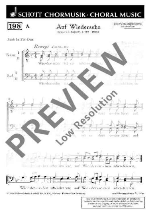 Auf Wiedersehn / Willkommen - Choral Score