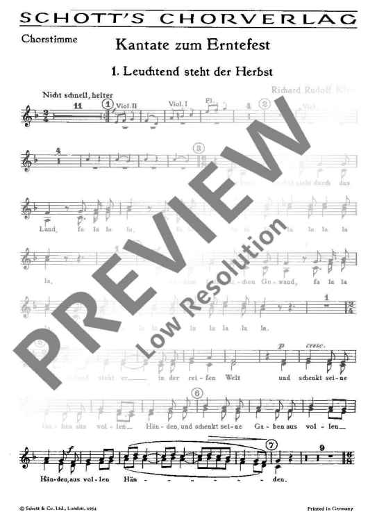 Kantate zum Erntefest - Choral Score