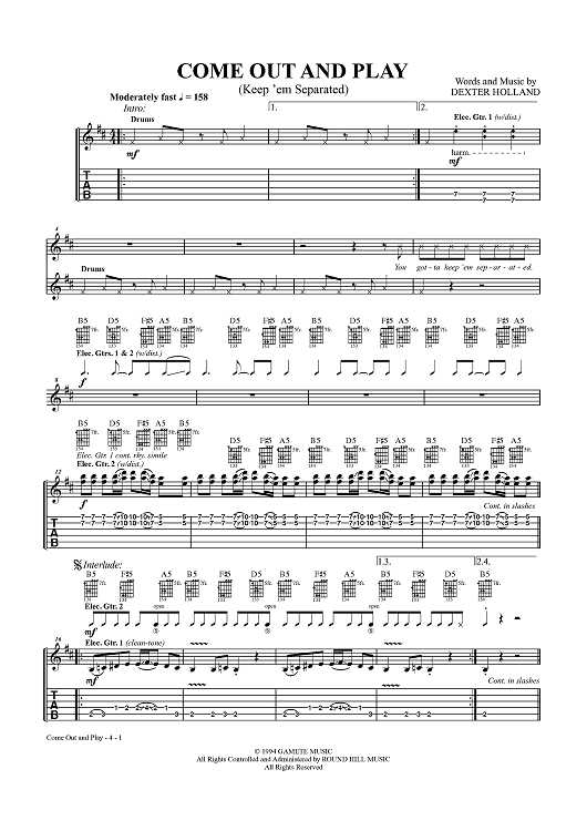 Come Out and Play (Keep 'em Separated)