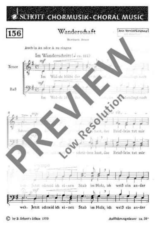 Wanderschaft - Choral Score