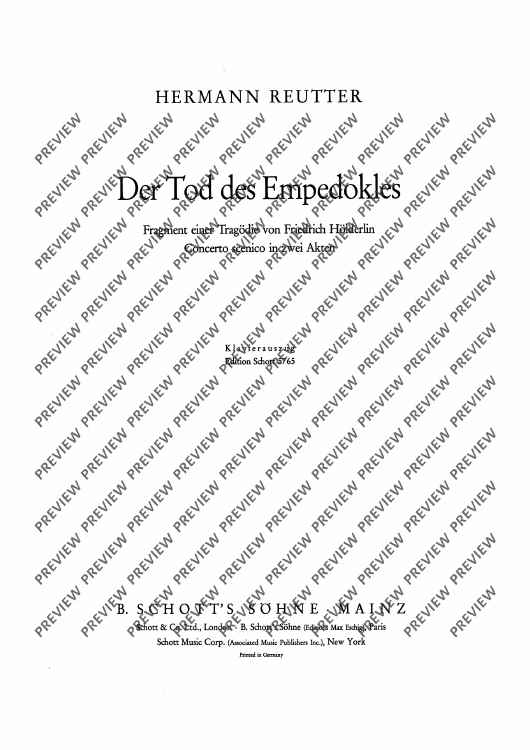 Der Tod des Empedokles - Piano Reduction