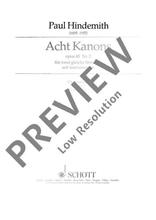 8 Canons - Choral Score