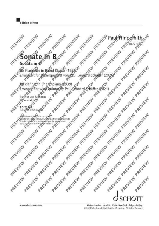 Sonate in B - Score and Parts