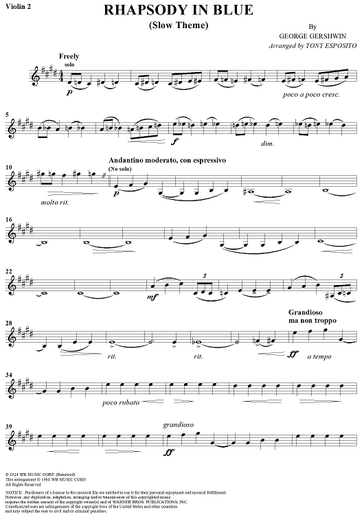 Rhapsody in Blue - Violin 2