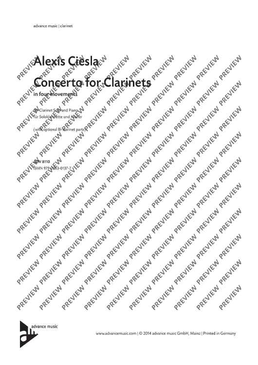 Concerto for Clarinets - Score and Parts