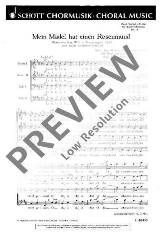 Zwei Volkslieder - Choral Score