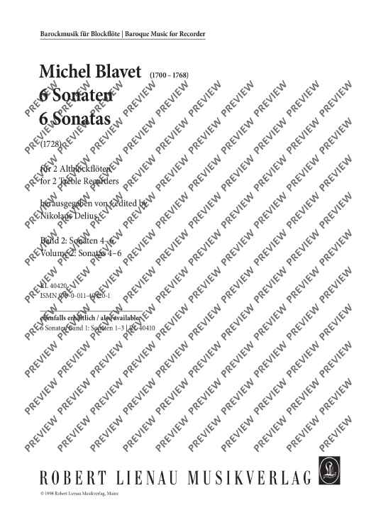 Six Sonatas - Performing Score