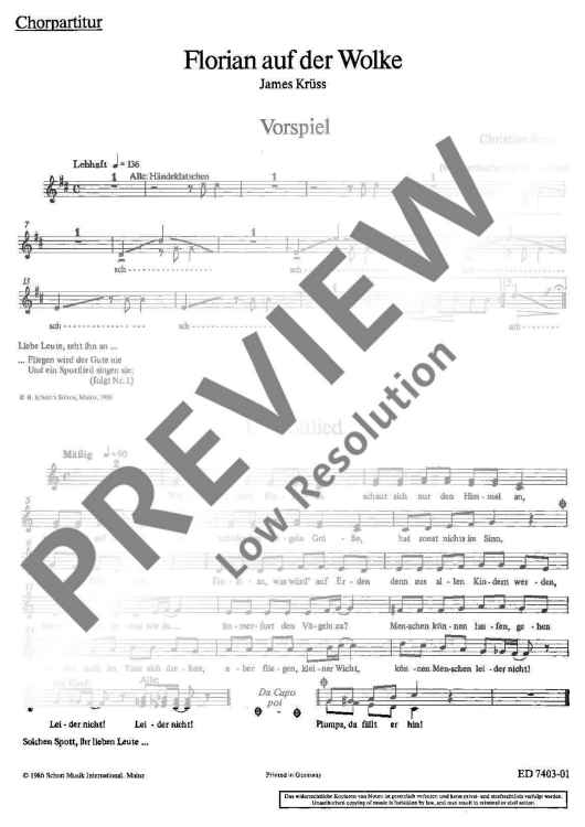 Florian auf der Wolke - Choral Score