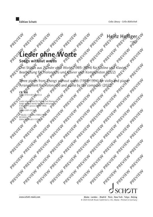 Songs Without Words - Score and Parts