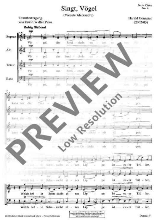 Sechs Chöre - Choral Score