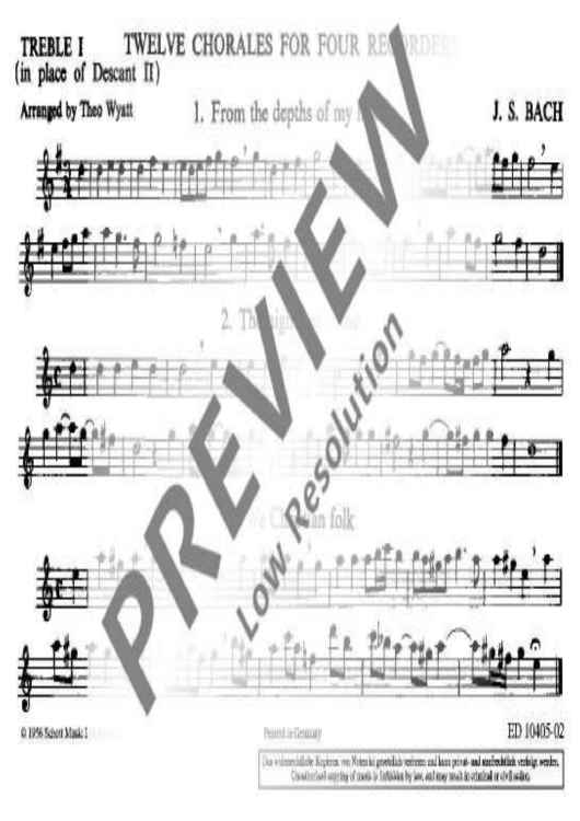 12 Chorales - Treble recorder