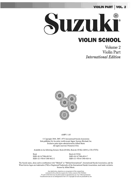 Suzuki Violin School, Volume 2 - Violin Part