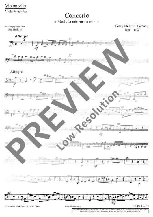 Concerto A minor - Violoncello/viola Da Gamba