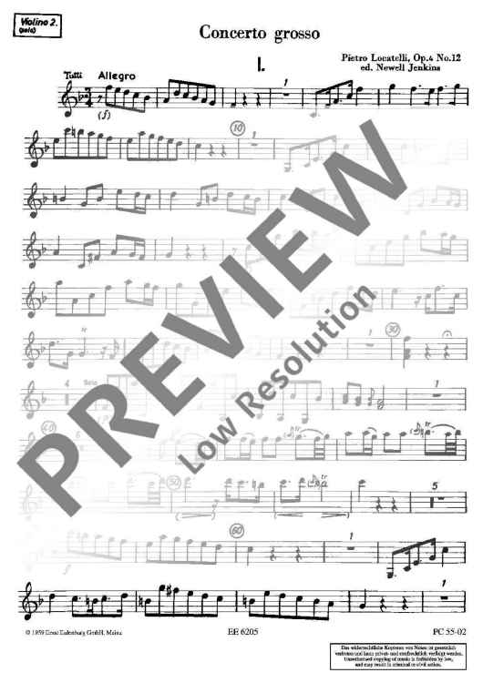 Concerto grosso F major - Violin II