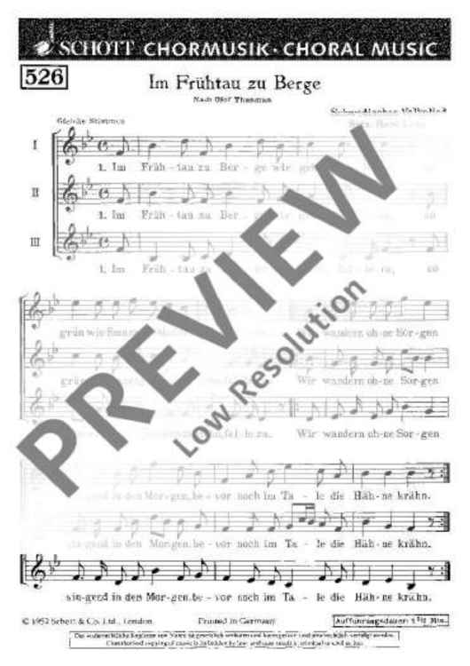 Im Frühtau zu Berge - Choral Score