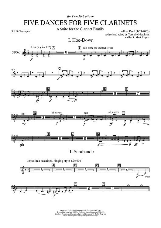 Five Dances for Five Clarinets - 3rd Bb Trumpets