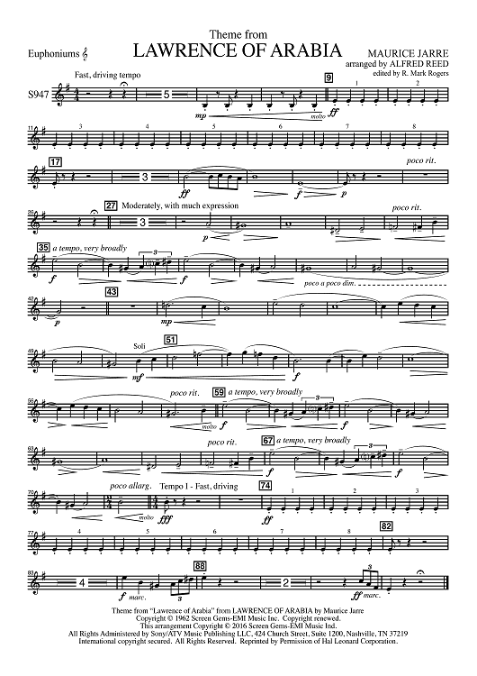 Lawrence of Arabia - Euphoniums TC/BC