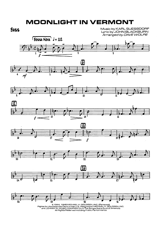Moonlight In Vermont - Bass