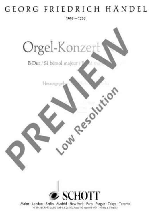 Organ Concerto No. 7 B Major - Organ Reduction
