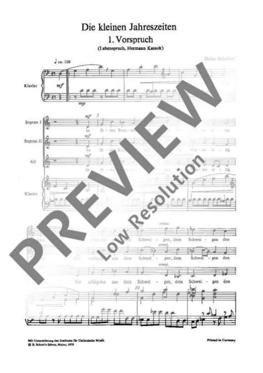 Die kleinen Jahreszeiten - Score
